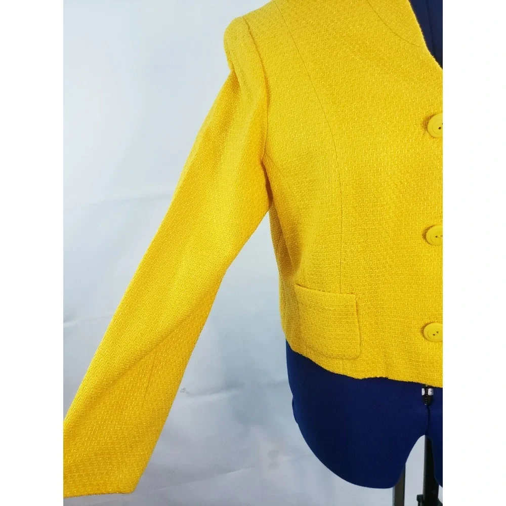 NWT Bergamo By EBI women's‎ Lined Yellow Tweed Jacket size 18 V37